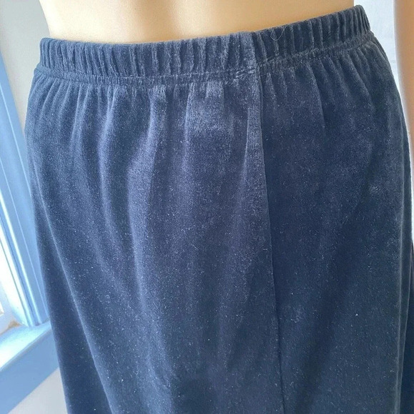 Laura Scott Black Velvet Velour Maxi Skirt Elastic Waist Stretch Comfy Women M - Picture 7 of 7